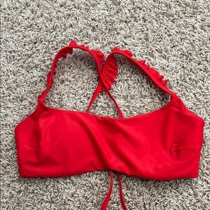 Aerie Red Ruffled Top Bikini